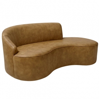 Sofá Curvo 2 Lugares 150cm Eron Braço Dir. Corano Sintético Caramelo