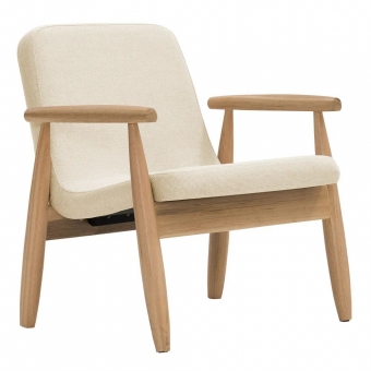 Poltrona Decorativa Antonela Base Madeira Natural Linho Bege Claro