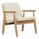 Poltrona Decorativa Antonela Base Madeira Natural Linho Bege Claro