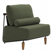 Poltrona Decorativa Aurea Base Aço Preto Linho Verde